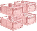 HUUSMOT 4-Pack Collapsible Plastic Storage Baskets, 9.8"x6.5"x3.8" by HUUSMOT
