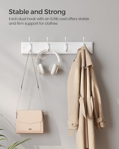 SONGMICS Wall-Mounted Coat Racks, 8 Dual Metal Hooks - Image 4