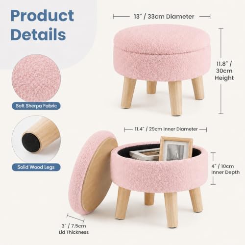 Simple Deluxe 13" Round Storage Ottoman - Image 3