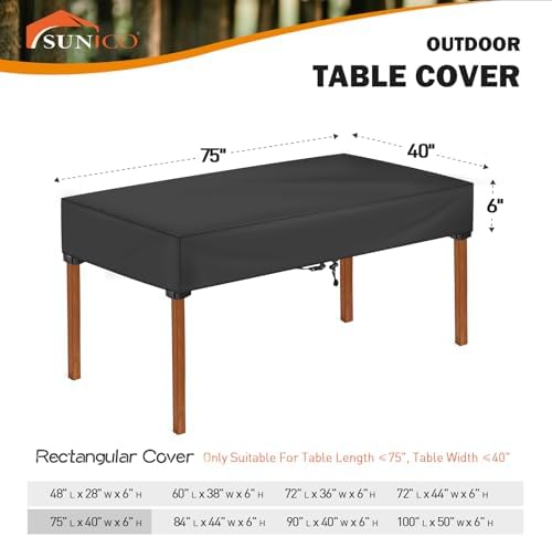 SUNICO Outdoor Table Covers Rectangle Waterproof - Image 2
