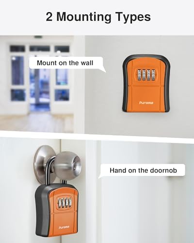 Puroma Key Lock Box Outdoor 4 Digit Code Combination Lockbox House 1 Orange - Image 2