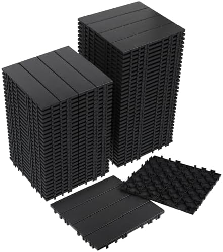 Neoaider 60PCS Plastic Interlocking Decking Tiles 12" x 12", Dark Grey by Neoaider