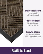 DEXI Front Door Mat Outside Entrance 24x36 Rubber Entry Doormat Brown - Image 3