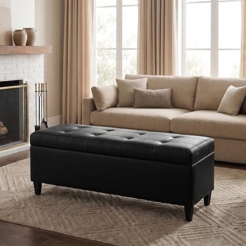51" Storage Bench, Leather Tufted Storage Ottoman Bench by MIQMICMIK