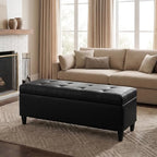 51" Storage Bench, Leather Tufted Storage Ottoman Bench by MIQMICMIK