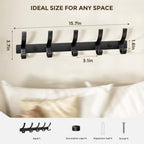 Optish Black Coat Rack Wall Mount, Heavy Duty Coat Rack Hooks - Image 5