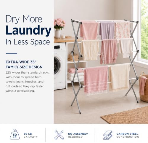 Honey-Can-Do Oversized Clothes Drying Rack, 50 lb - Image 3