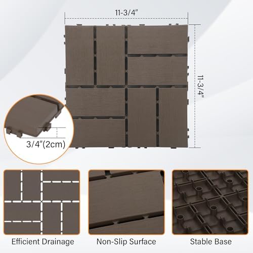 Neoaider Decking Tiles 9Pcs, Coffee Brown - Image 2