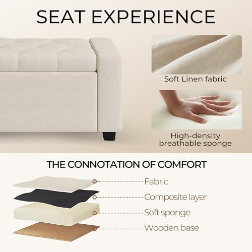 Ottoman with Storage Bench, Large Storage Ottoman Entryway Benches Ottoman - Image 4