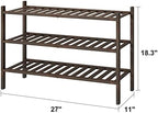 viewcare Shoe Rack for Closet, 3-Tier Bamboo Wood Shoe Racks, Stackable | - Image 3