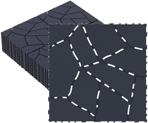 44 Pack Interlocking Deck Tiles, 12x12 Inch Modern Plastic Outdoor Flooring by Unknown