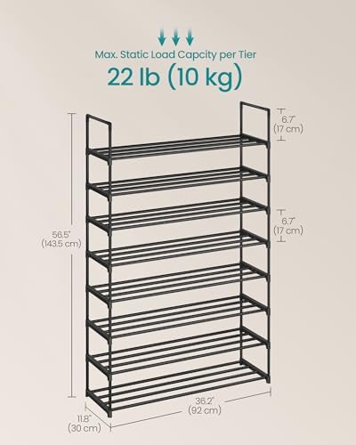 SONGMICS Shoe Rack, 8-Tier Shoe Organizer, Metal Storage Shelf - Image 3