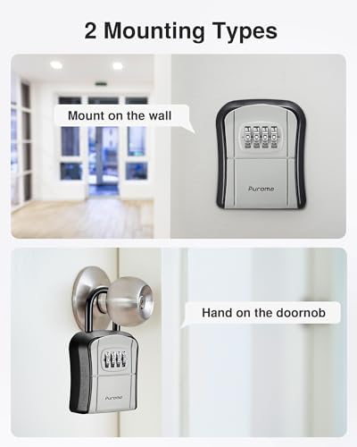Puroma Key Lock Box Outdoor 4 Digit Code Combination Lockbox House, 8 Gray - Image 6