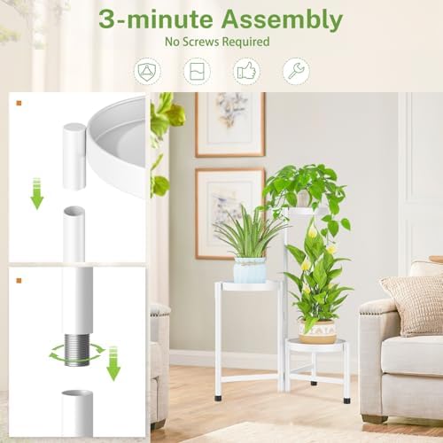 iDavosic.ly Plant Stand Indoor Outdoor, 3 Tier Metal Corner Shelf - Image 4