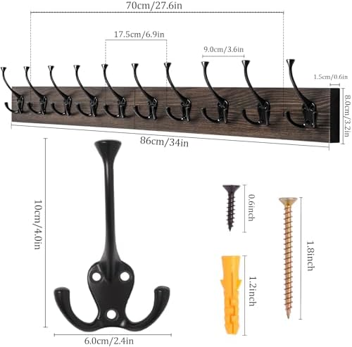 IBosins Vintage Wall Mounted Coat Rack - Image 2