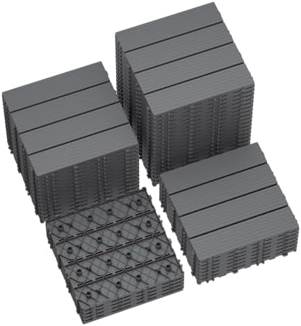 44 PCS Plastic Interlocking Deck Tiles, 11.8"x11.8" Patio Flooring by BuynowfromGreesum