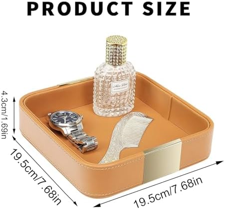SANZIE Leather Tray Desktop Storage, Trinket Catchall Tray - Image 5