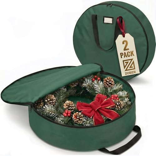 ZOBER 2 Pack Oxford Christmas Wreath Storage Container 30 Inch by ZOBER
