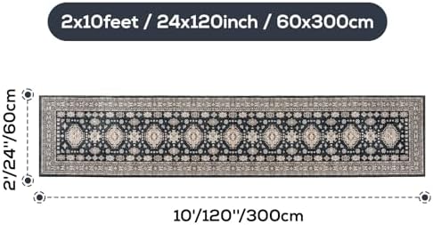 2x10 Runner Rug Washable Non Slip Boho Floor Mat - Image 2