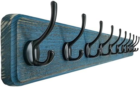 Dseap Coat Rack Wall: 38-1/4" Long, Heavy-Duty, 10-Double-Hooks Wooden Wall by Dseap