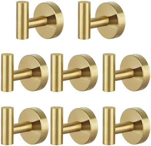 8 Pcs Bathroom Robe Towel Hooks Coat Wall Hook Stainless Steel Heavy Duty Door by Homagic