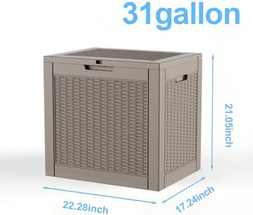 31 Gallon Deck Box, Lockable Waterproof Outdoor Storage Boxes - Image 5