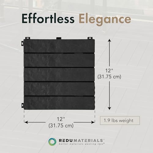 EcoTrend 24-Pack 12”x12” Interlocking Deck Floor Tiles, Slate Black – Rubber & - Image 4