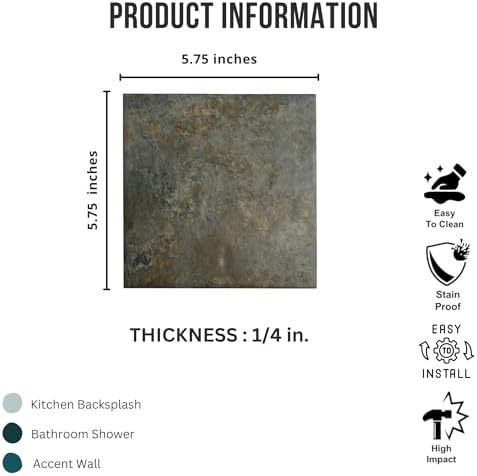 Tenedos HTCPW Rustic Stone Look 6"x6" Porcelain Tile – Matte Textured Brown - Image 2