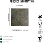 Tenedos HTCPW Rustic Stone Look 6"x6" Porcelain Tile – Matte Textured Brown - Image 2
