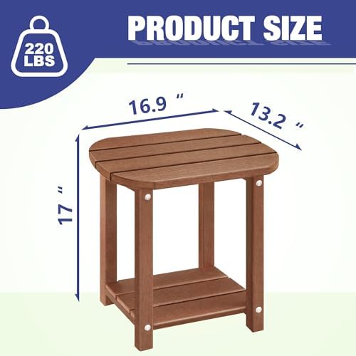 LZRS 2-Tier Patio Side Table, Heavy Duty HDPE Outdoor End Table - Image 3