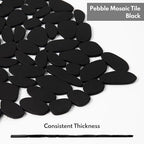Black Pebble Tile Shower Floor, Pebble Mosaic Backsplash - Image 4