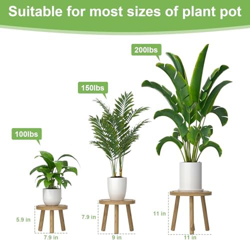 3-Pack Wood Plant Stands Indoor, Single Plant Stand - Image 2
