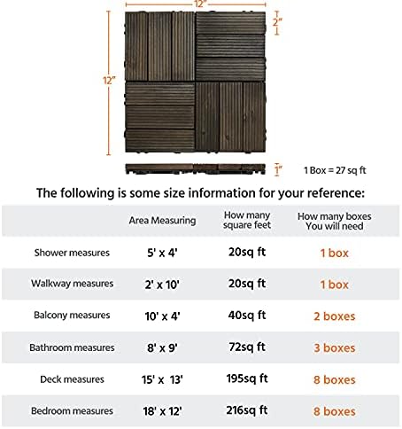 Topeakmart 27PCS Interlocking Deck Tiles 12x12 Patio Flooring - Image 7