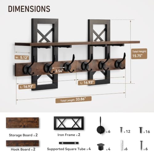 33.86" Wall Mounted Coat Rack - Image 4