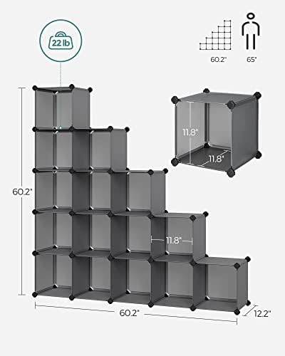 SONGMICS 16 Cube Storage Organizer，Plastic Stackable Cube Shelf - Image 3