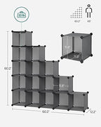 SONGMICS 16 Cube Storage Organizer，Plastic Stackable Cube Shelf - Image 3