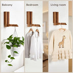 2 Pack Clothes Drying Rack Wall Mounted, Space Saver Wood Wall Mounted Folding - Image 5