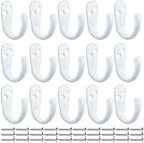IBosins 15PCS Coat Hooks Wall Mounted White Single Prong Robe Hook - Image 2