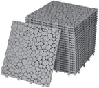 12" x 12" Gray Interlocking Deck Tiles, Anti-Slip Pebble Stone Pattern by MEDUTEC