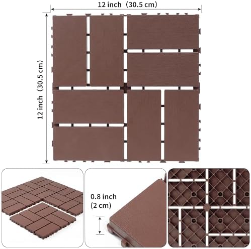 Interlocking Deck Tiles 12" x 12" Garage Pavers Flooring, Outdoor Waterproof - Image 2