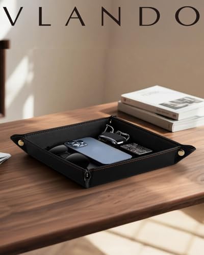 VLANDO Valet Tray, Foldable PU Leather Catchall Tray - Image 3