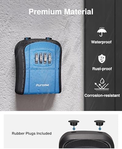 Puroma Key Lock Box Outdoor 4 Digit Code Combination Lockbox House, 1 Blue - Image 4