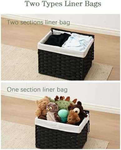 SETVSON Storage Basket with Lid, 2-Lid PE Rattan Storage Bin - Image 6