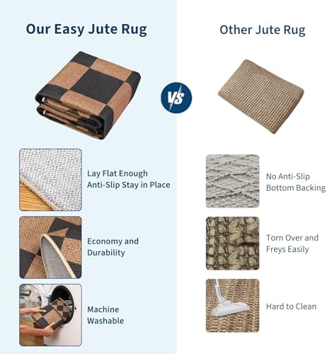 GarveeHome Checkered Jute Runner Rug 2x6 Kitchen Runner Rugs Indoor Outdoor - Image 4