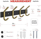 Coat Rack Wall Mount – Black and Gold Hook Rail - Image 2