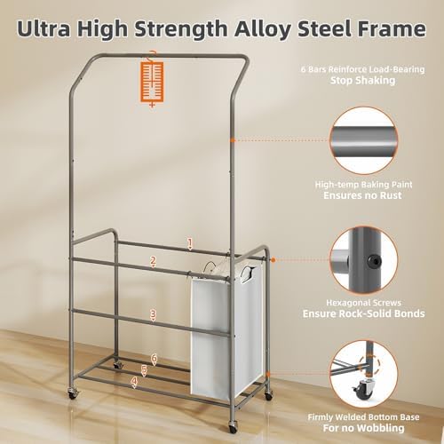 ROMOON Laundry Hamper Sorter Cart, 4 Section Organizer - Image 3