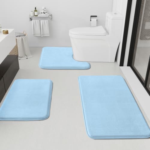HUXMEYSON Bathroom Rugs Sets 3 Piece, Non-Slip & Quick Dry Bath Mat Set by HUXMEYSON