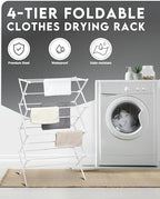 ZOES HOMEWARE 4-Tier Clothes Drying Rack, 4ft High Foldable Drying Rack Clothing - Image 2