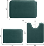 HUXMEYSON 3-Piece Memory Foam Bathroom Rug Set, Peacock Blue - Image 2