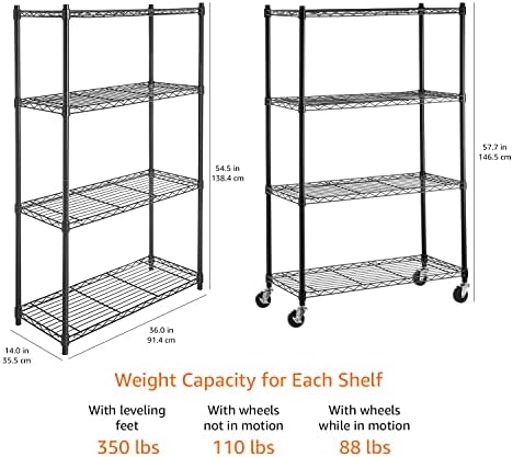 Amazon Basics 4-Shelf Heavy Duty Garage Shelving Storage Unit on 3" Wheel - Image 5